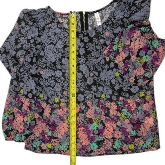 Xhilaration Floral Print Sheer Long Sleeve Blouse Size Medium - Picture 9 of 13